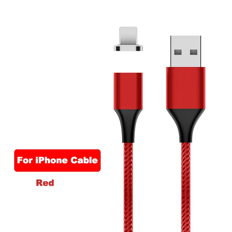 Red For iPhone Магнитный кабель для быстрой зарядки 3 А для iPhone XS samsung, зарядное устройство для быстрой зарядки 3,0 Micro usb type C, магнитный шнур для зарядки телефона и передачи данных - Цвет: Red For iPhone