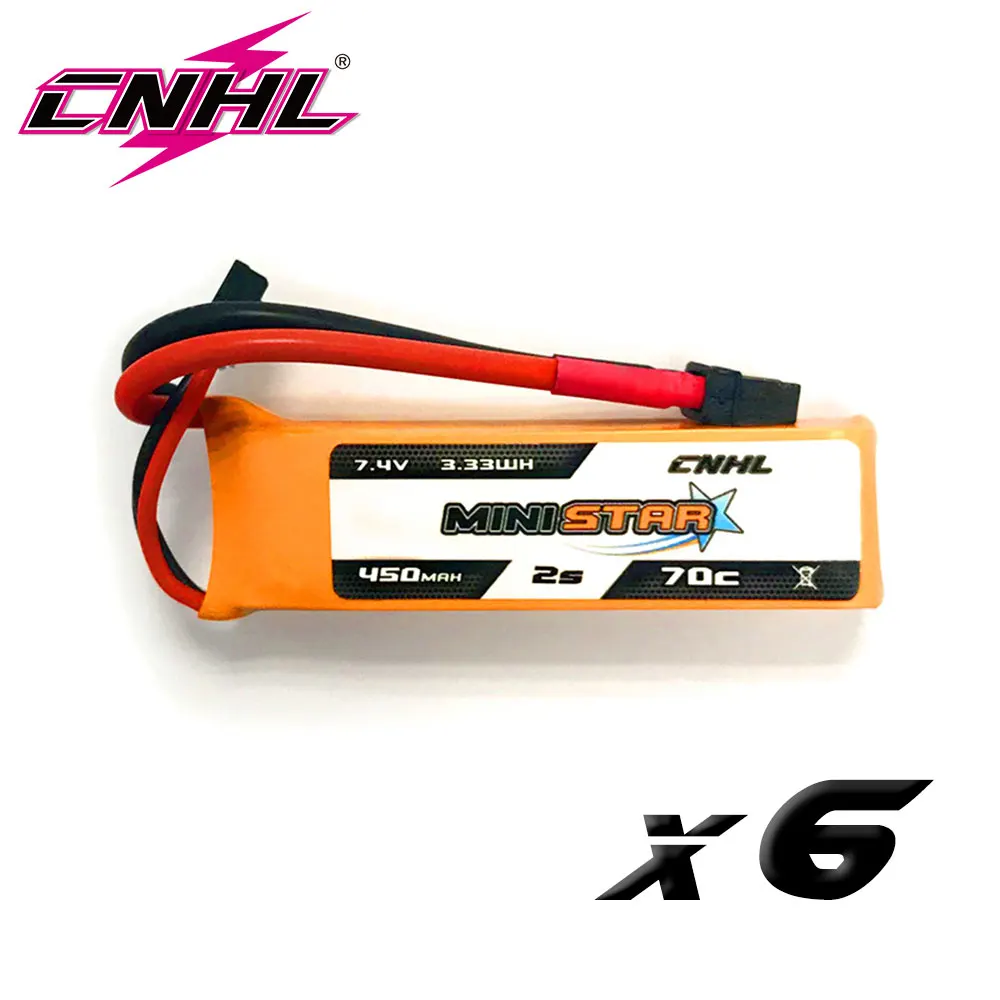 6PCS CNHL Lipo 2S 7.4V Battery 450mAh 70C Ministar Series XT30 For Mini Quad RC FPV Drone Quadcopter Helicopter Airplane | Игрушки и