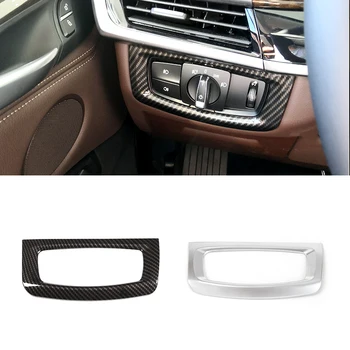 

For BMW X5 X6 F15 F16 Car Carbon Fiber Texture Interior Headlight Switch Frame Cover Protective Trim