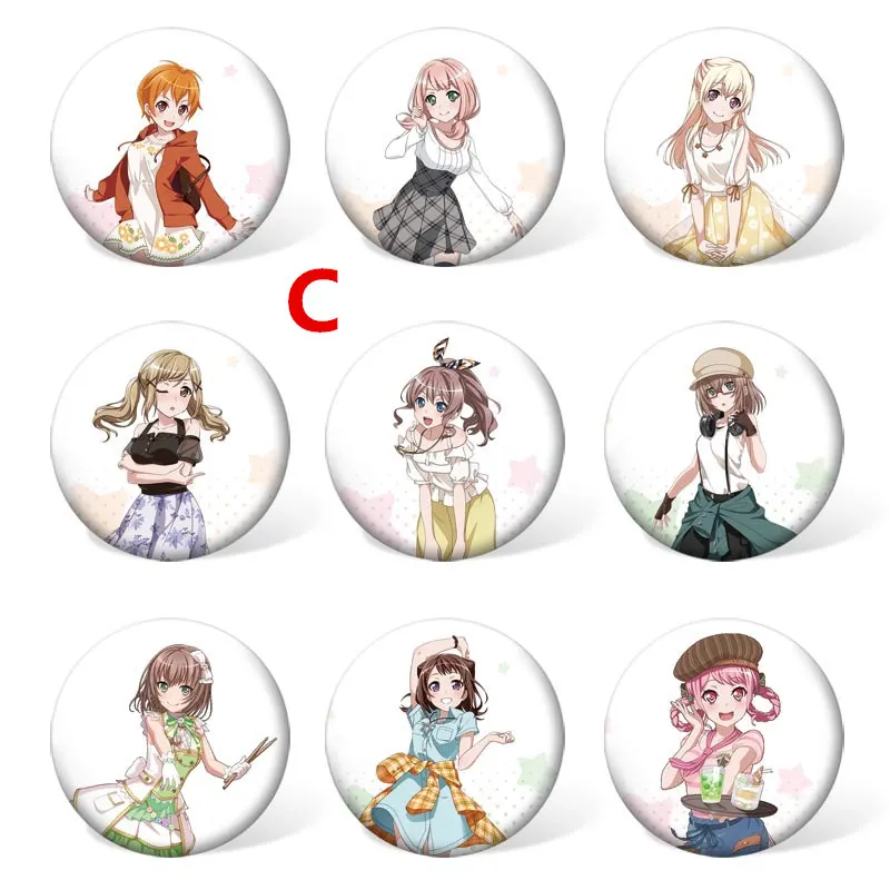 9 шт. в наборе, bang Dream! Пуговица Кнопка значок 2,"(5,8 см - Цвет: C
