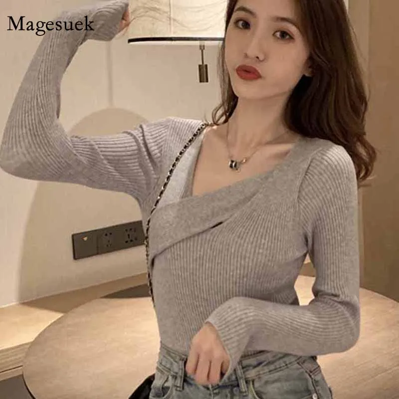 

Casual Bottoming Pullover Knitted Jumper All-match Slim Fit Sweater Women Long Sleeve Solid Autumn Winter Clothes Women 10374
