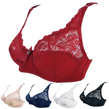 

New 2020 Sexy Ultrathin Transparent Brassiere C D Cup Big Size Women Bra Solid Lace Hollow Out Soutien Gorge Underwear