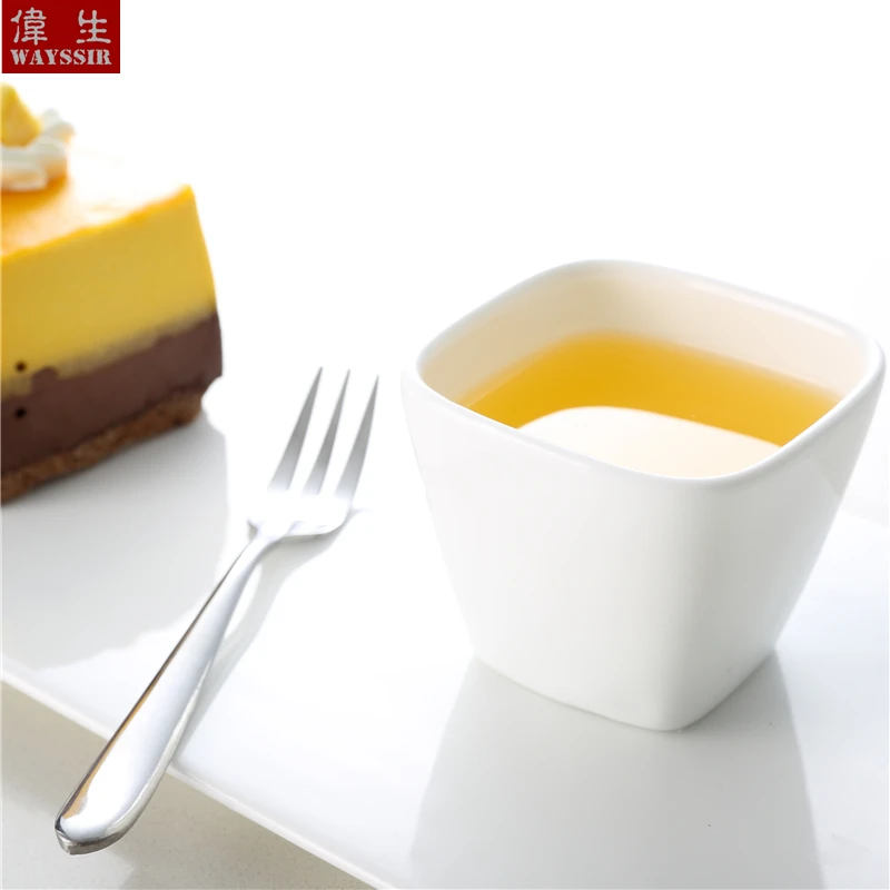 

Маленькая квадратная закуска соус супер белая фарфоровая чашка отель ресторан буфет соус керамическая посуда блюдо напиток колы соус