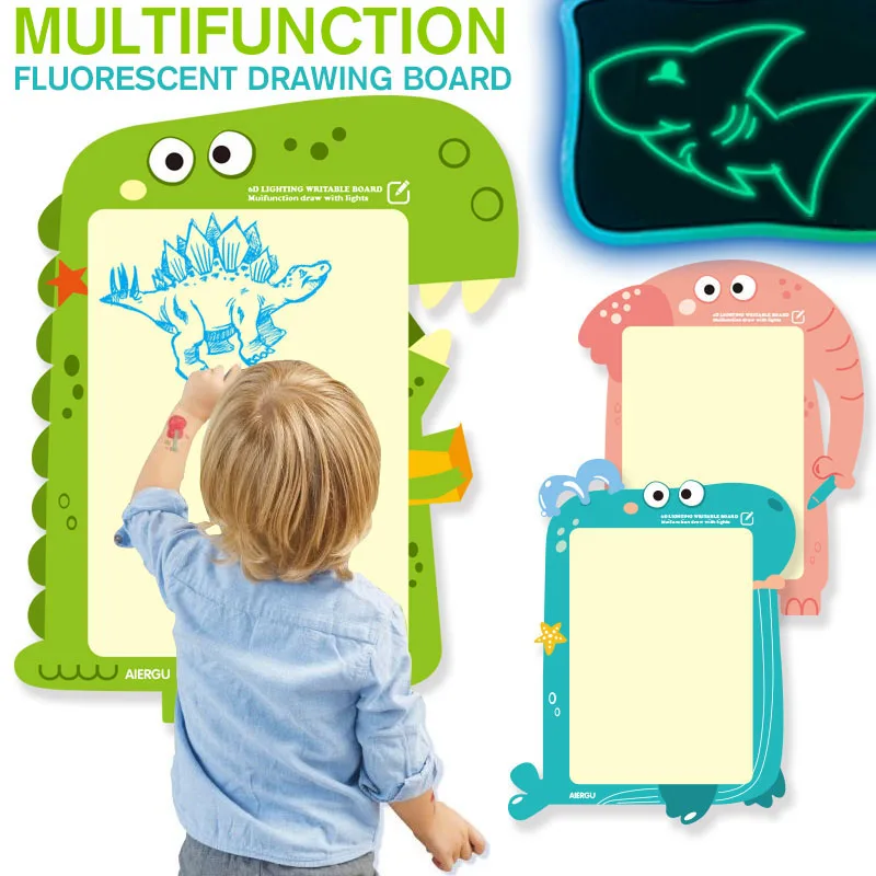 

NEW A3 Draw With Night Light In Dark Children Funny Toys Writing Magic Drawing Board Set Educational English Language
