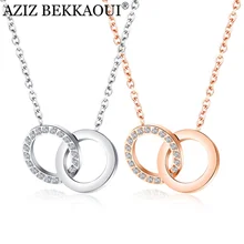 AZIZ BEKKAOUI, двойная круглая просверленная подвеска, Женское Ожерелье, цепочка для ключицы, простое хрустальное ожерелье, романтические подарки на Рождество