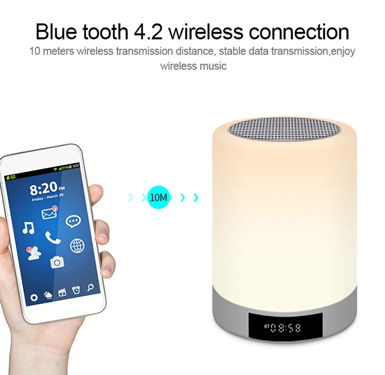QMJHVX светодиодный Будильник с цифровой динамик bluetooth светильник HD радио спальня Пробуждение часы светодиодная подсветка динамика украшения дома