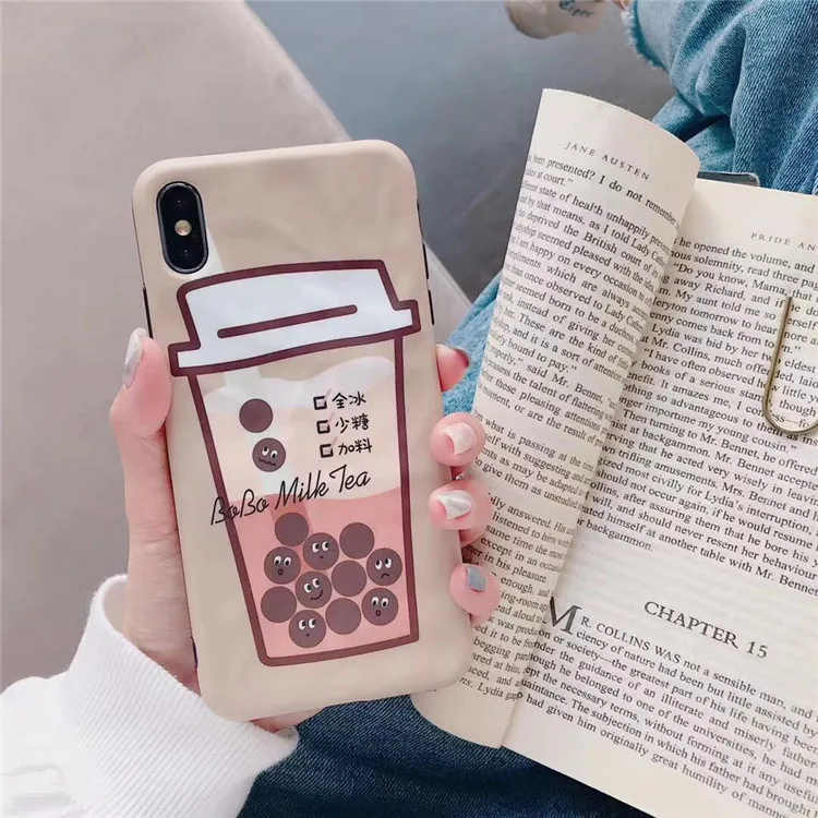 

Summer drink ice Coffee pearl milk tea phone case For coque iPhone 7 8 6 6s plus xs max case silicone for iPhone cover X XR case