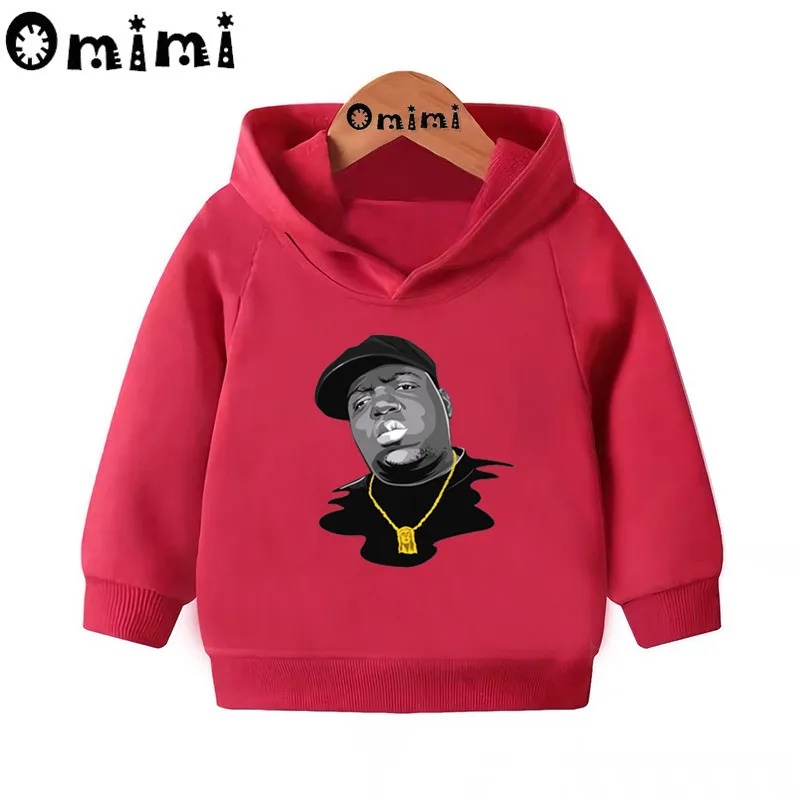 Детские толстовки в стиле хип-хоп с принтом «repper Notorious Big» детские толстовки с капюшоном пуловер для малышей Топы для маленьких девочек и мальчиков KMT456