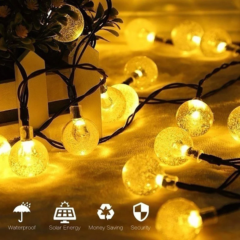 30 светодиодный Солнечный светодиодный гирлянды Кристальный Шар Для Новогодняя вечеринка украшения