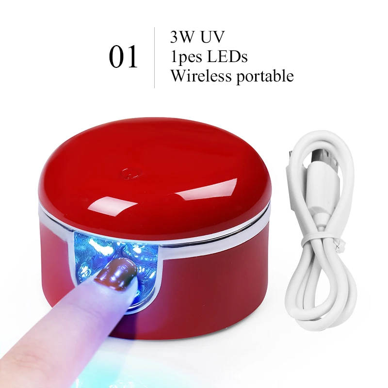 3 Вт УФ светодиодный светильник для ногтей одна лампочка на палец гель лак для ногтей сушилка сушильная машина умный датчик 45 s/60 s USB разъем Маникюрный Инструмент - Цвет: 1