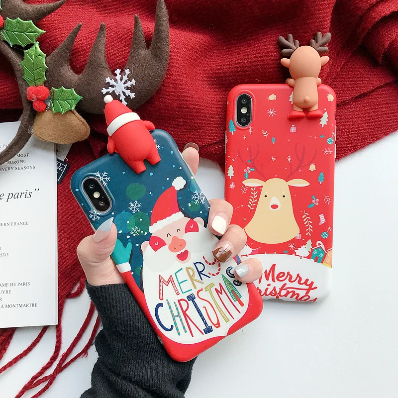 Чехол для телефона с рождественским рисунком с милой куклой для iPhone XR 11 Pro XS Max 7 8 6 силиконовый матовый мультяшный чехол креативные подарки