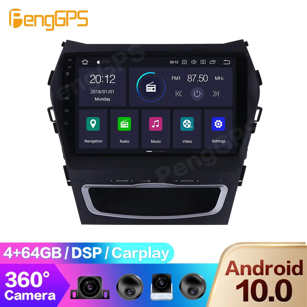 

360 Camera for Hyundai IX45/Santa Fe 2014-2018 Radio DVD Player Android Multimedia GPS Navigation Car Stereo Touchscreen 4+64G