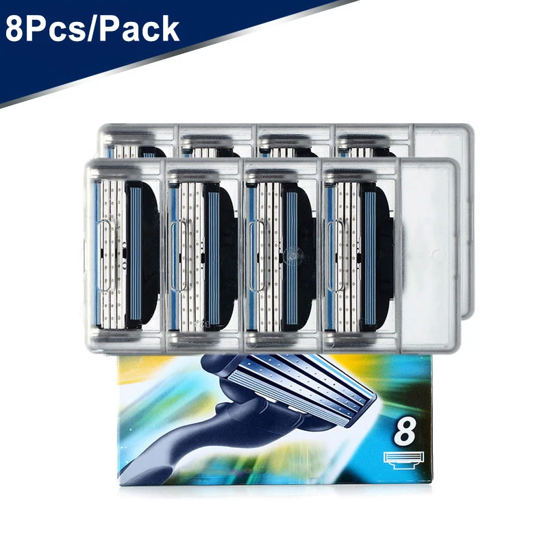 

8Pcs Razor blade For Gillettee Machh Shaving cassettes Stainless steel Turboo Sensitivee Razor Straight replaceable blade