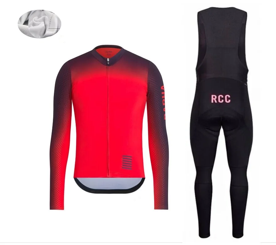 RCC зимний термальный флис с длинным рукавом Джерси Набор Верховая езда Горный велосипед дышащая верхняя одежда ropa - Цвет: Cycling Sets