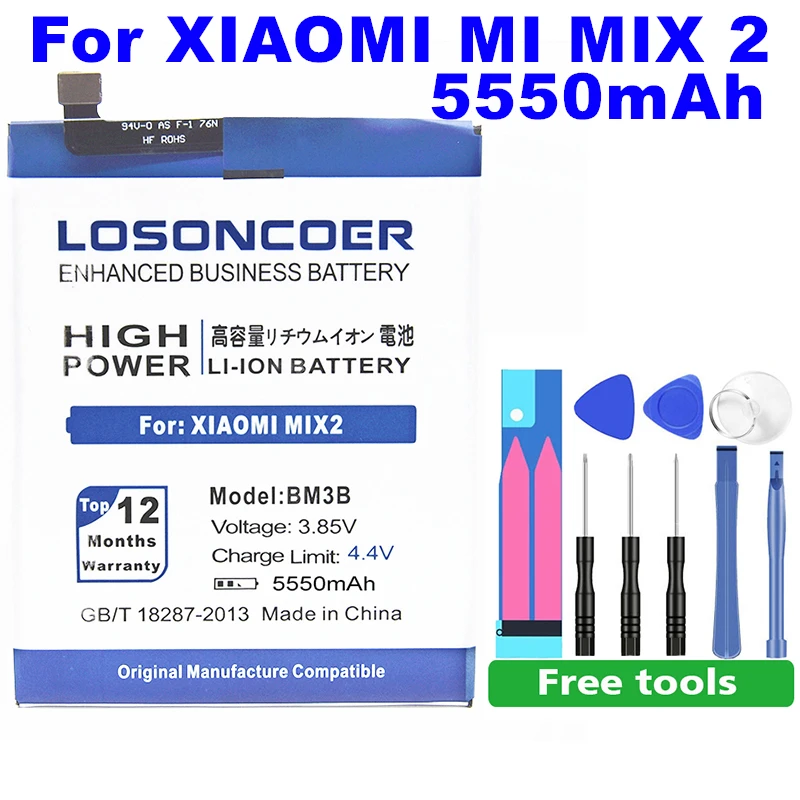 LOSONCOER 5550 мА/ч, BM3B хорошее качество Батарея для Xiaomi mi Mix 2 2S II 5,9" mi X2 mi X2S Батарея