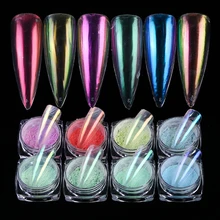 0,2 г Прозрачный блестящий порошок для ногтей, зеркальный УФ-гель Аврора, пигмент, Волшебная Пыль для типсов, украшения ногтей, TRJC01-12 для погружения ногтей