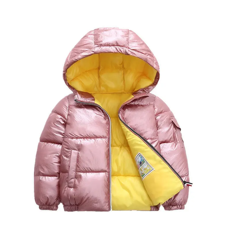 Зимние пальто с капюшоном для девочек новые детские повседневные хлопковые куртки однотонного цвета для девочек и мальчиков, плотная модная верхняя одежда ярких цветов От 3 до 8 лет
