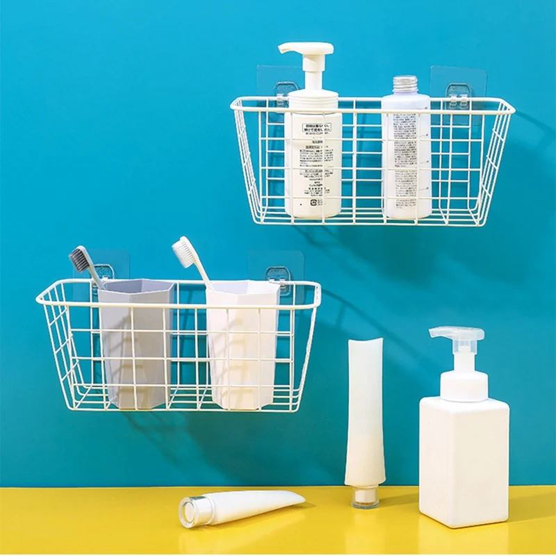 

Basket Rectangular Storage Box Wall Hanging Racks Metal Bathroom Kitchen Accessories Storage Organization Decorative Storage