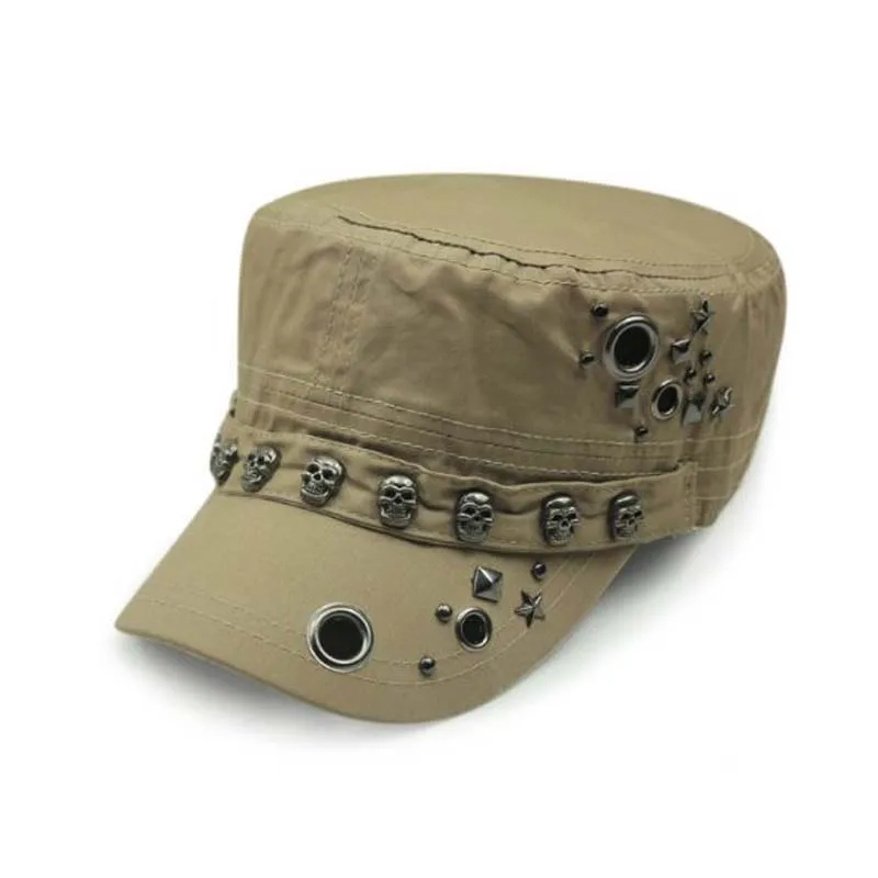Европа Америка заклепка-Череп в стиле панк полное закрытие армейские кепки весна осень бренд Snapback хлопковые шляпы для мужчин Модная армейская Кепка