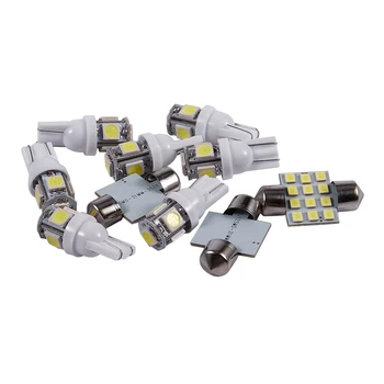 

10x White LED lights Interior Package Kit