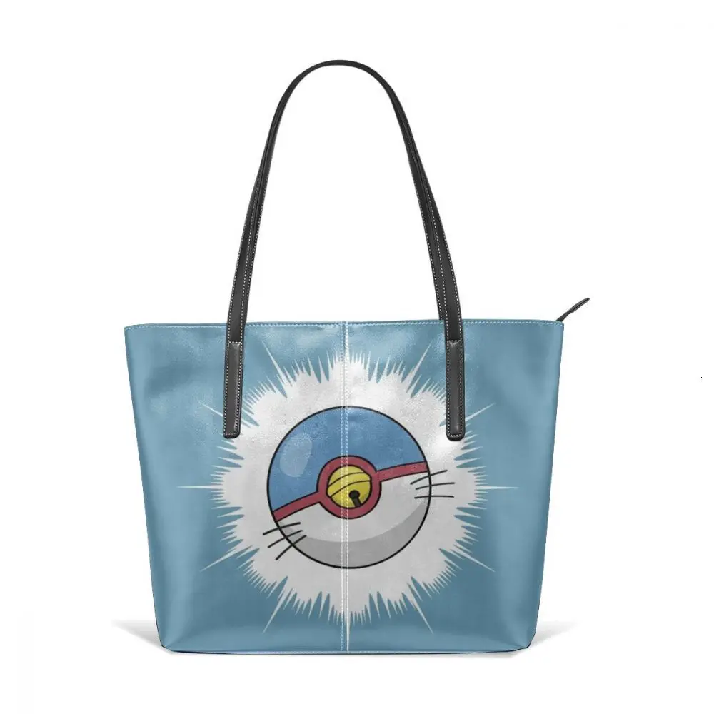 Doraemon сумка карманная с верхней ручкой сумки Высокое качество печать кожаная сумка женская большая емкость Свадебные подростковые женские сумки - Цвет: Pokeraemon