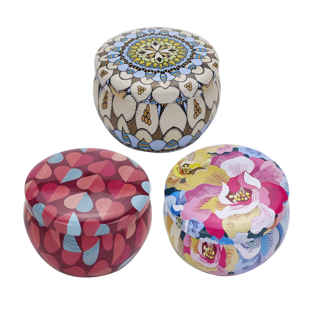 75x50mm Candle Making Tin Can Container Reusable Retro Printing Storage Box DIY Candle Holder