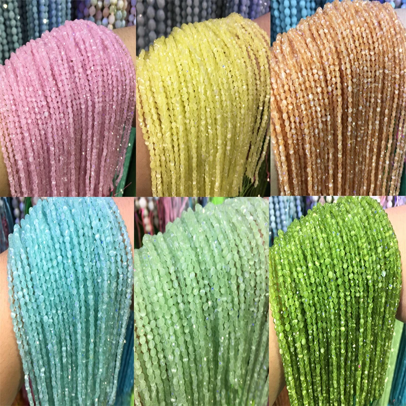 15.5 inch Blue Green Pink Natural Cat Eye Beads 2mm &amp 3 mm Shiny Flash Charm for Jewelry Making Women Bracelet Necklace | Украшения и