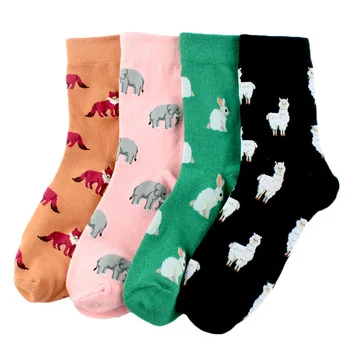 

1 Pair Spring Autumn New Product Casual Korean Style Women Animal Cartoon Fox Elephant Rabbit Sheep Cotton Tide Short Socks