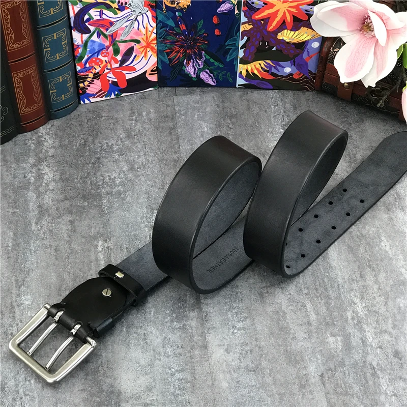 cowboy belt Super Wide 4.2CM Luxury Thick Genuine Leather Men Belt Double Buckle Belt Ceinture  Leather Belt Men Jeans Trouser Belt MBT0018 black leather belt