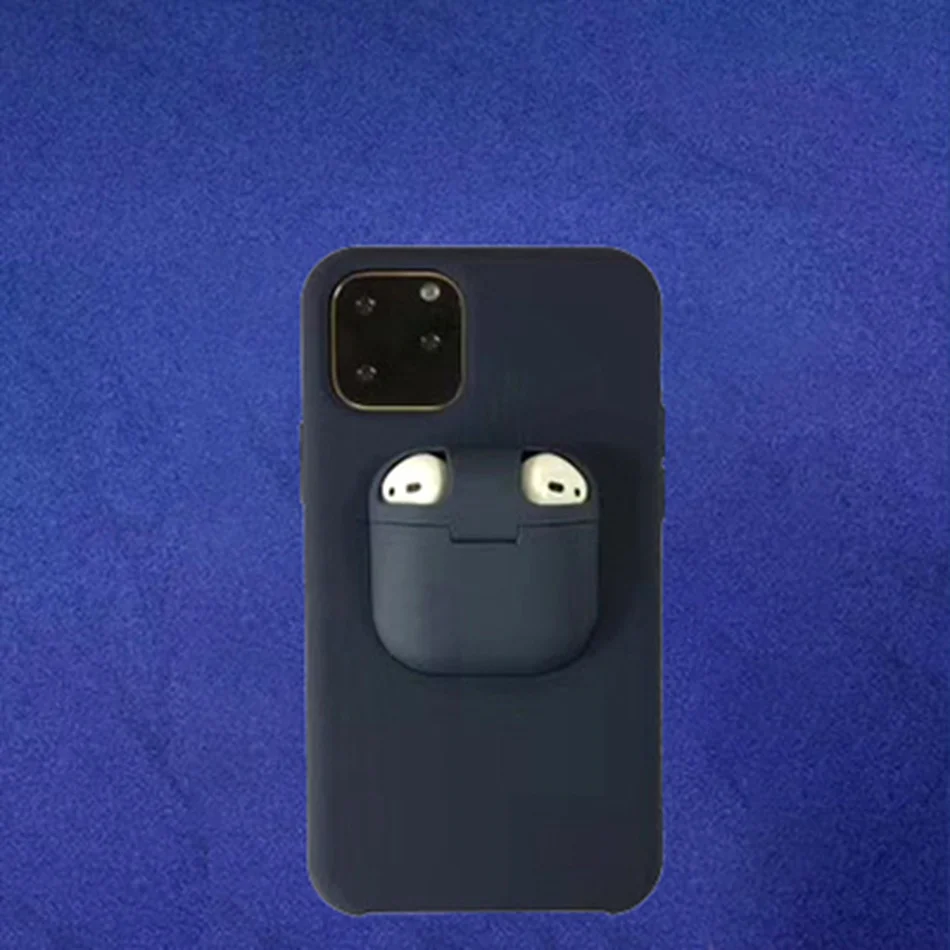 2 в 1 коробка для хранения наушников для AirPods для iPhone 11 Pro XR X XS Max 7 8 6 6s Беспроводная Bluetooth гарнитура для хранения чехол для телефона - Цвет: Cyan