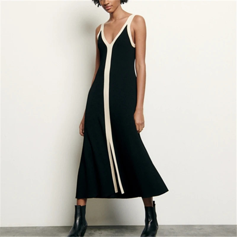 

Runway Design Sexy Spaghetti Strap Knit Dresses Women Slim Fit Office Backless Party Dress Vestidos Split Ladies Maxi Dress 2020