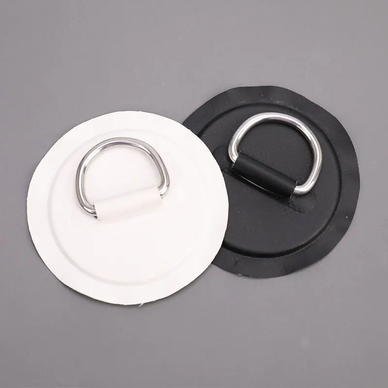 4pcs Surfboard Boat Pvc Patch D Ring Deck Rigging Sup Round Ring Pad Kayak D Buckle Black And White