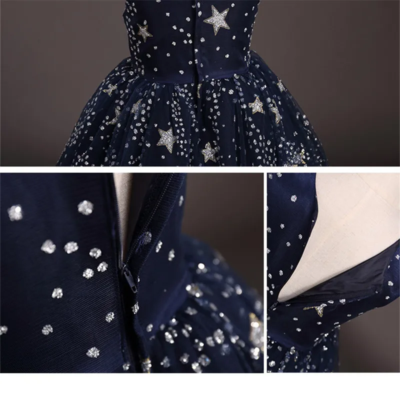 Нарядное вечернее платье со звездами для девочек детское длинное бальное платье принцессы Элегантная нарядная одежда