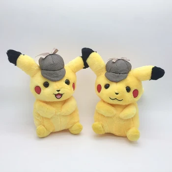 

2pcs/lot 25cm Detective Pikachu Plush Toys Doll kawaii Pikachu Doll Pendant Soft Stuffed Animals Toys for Children Kids Gift