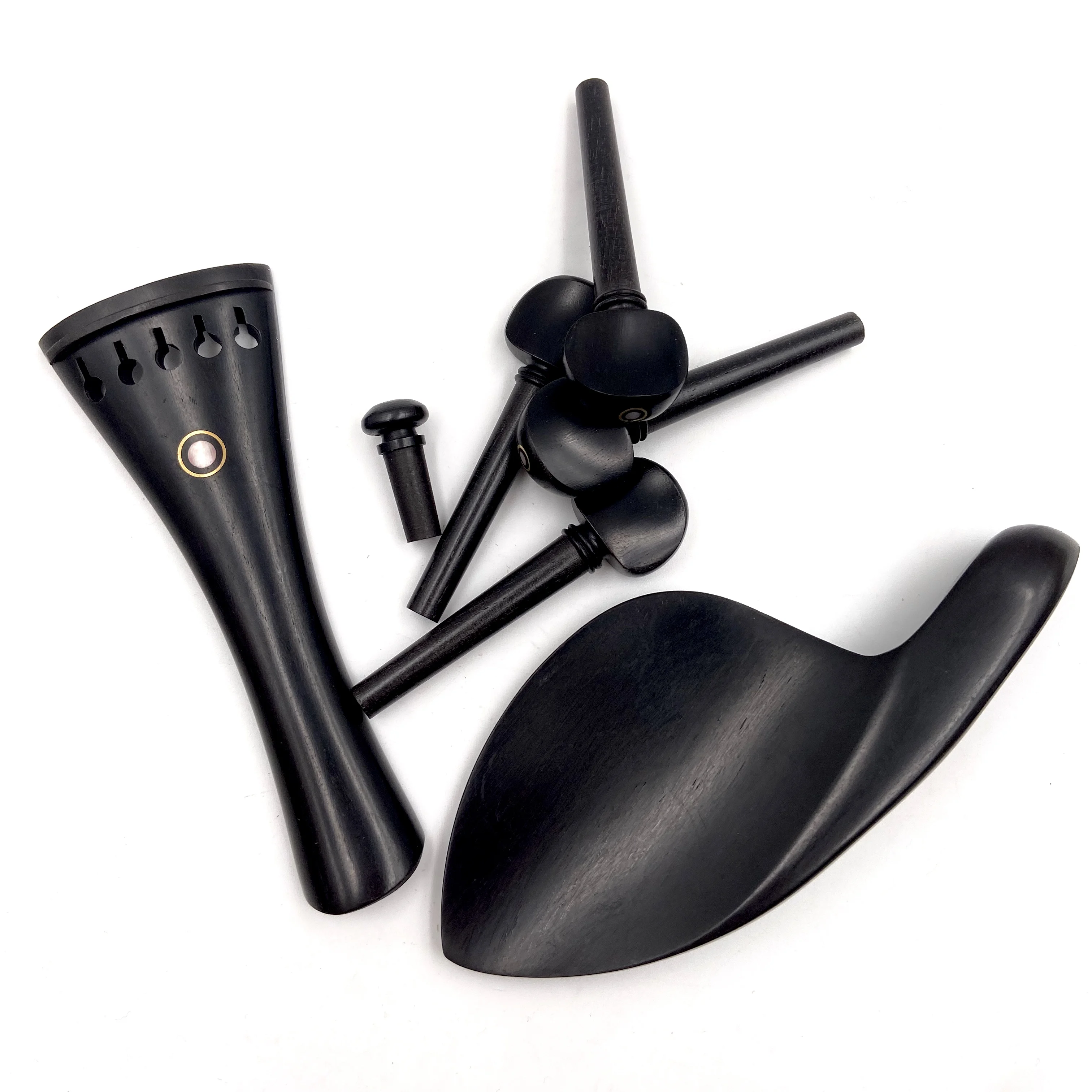 1 sets High quality 5 strings Ebony wood viola Accessories parts fittings,Tailpiece+Tuning pegs+Endpins+Chin rest/Chin Holder
