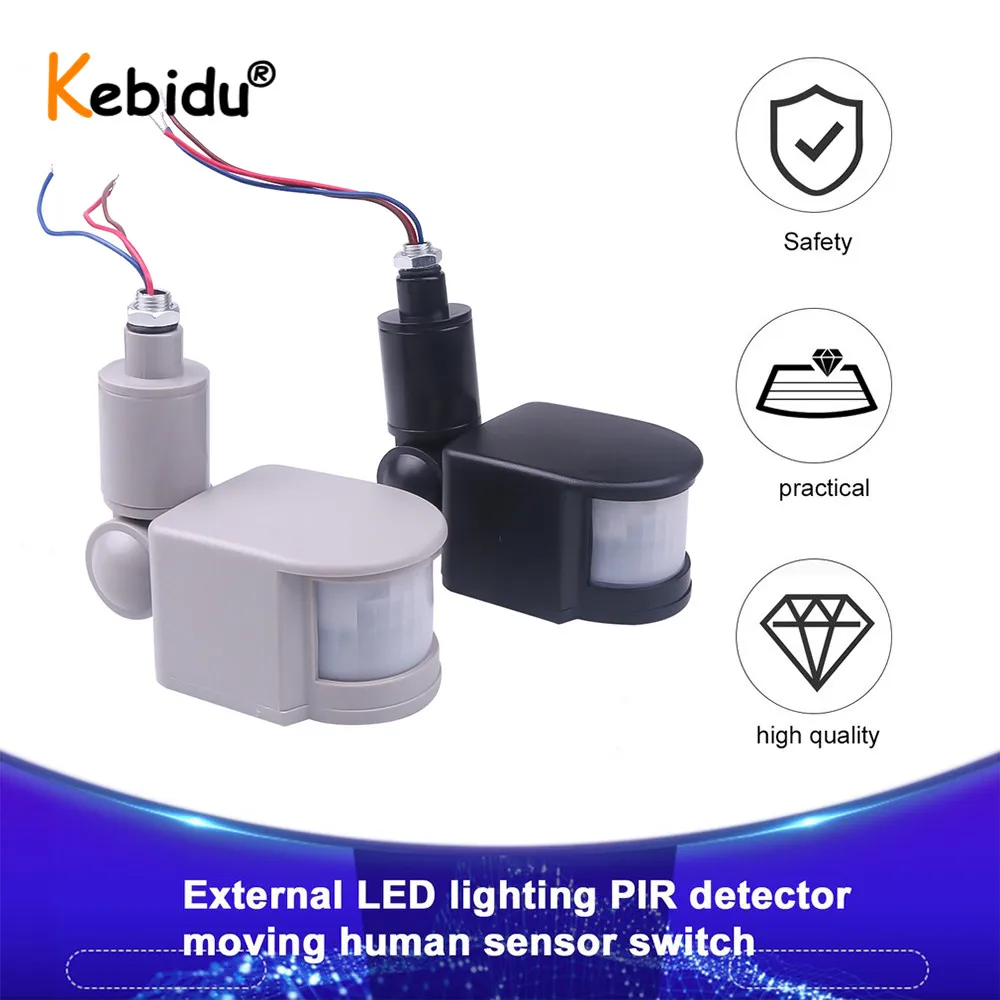 Sensor de movimiento LED para exteriores, Detector de movimiento PIR infrarrojo automático, temporizador de montaje en pared, interruptor de luz de 12 voltios, 220V, 110V, 12 V