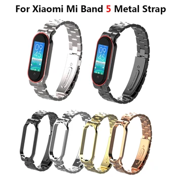 

Solid Stainless Steel Metal Straps For Xiaomi Mi Band 5 Screwless 304 Stainless Steel Wristbands Smart Accessories