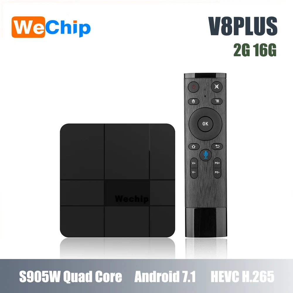 Смарт ТВ приставка Wechip V8 plus с голосовым управлением Android 7 1 четырехъядерным
