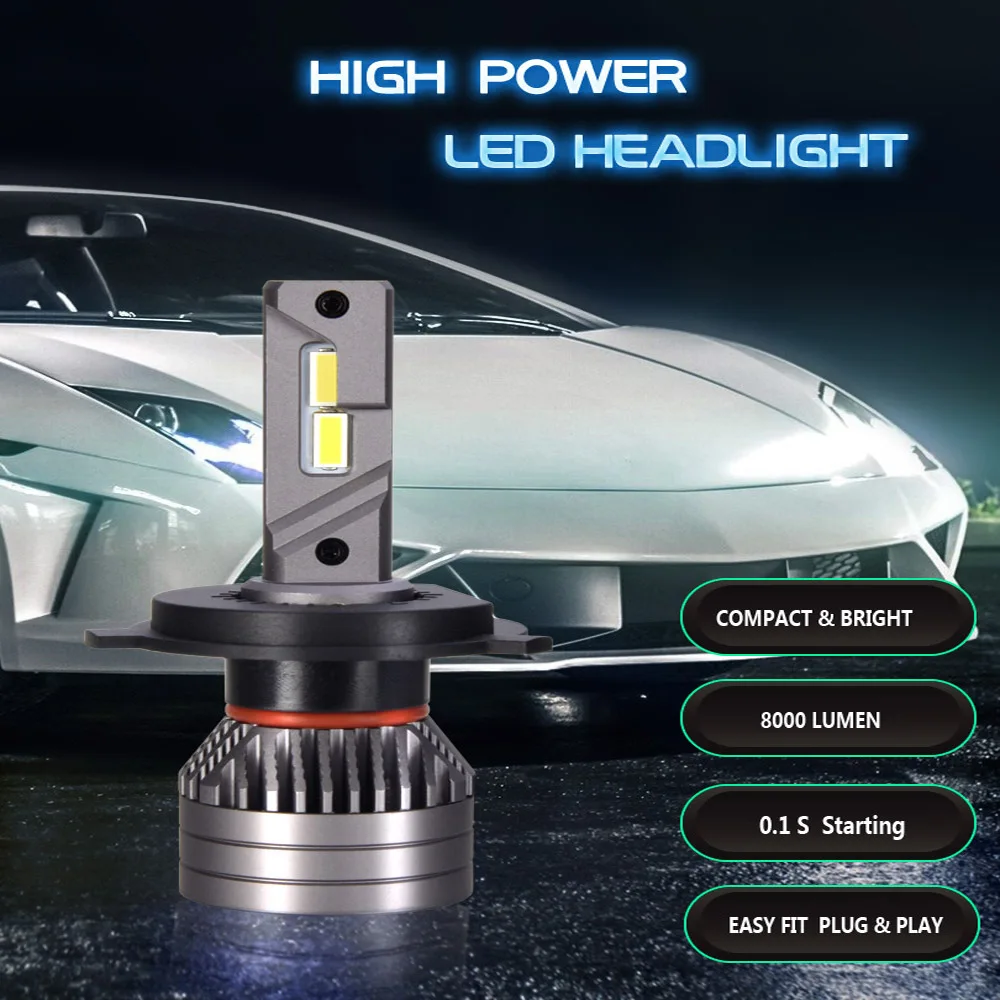 Zdatt Bulbs H7 H4 Led Car Headlights Canbus H1 H8 H9 H11 9005 HB3 9006 HB4 H13 90W 16000LM 24V 6500K Turbo CSP Car Head Light