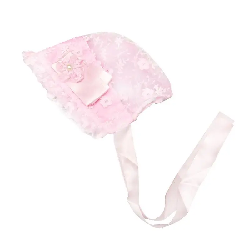 

Lace Girls Hat Flower Princess Sun Hat Lace Up Girls Palace Beanie European Style Baby Hat Baby Girls Pink