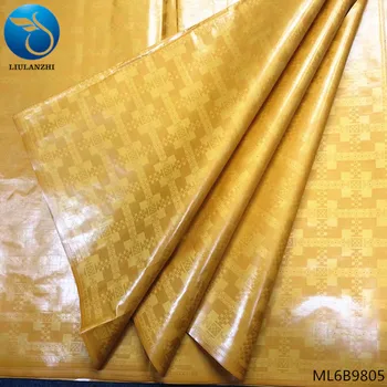 

LIULANZHI Gold Lace Fabric Nigerian Cottton Bazin Fabric 5 yards Brocade African Fabric Cheaper Bazin ML6B98