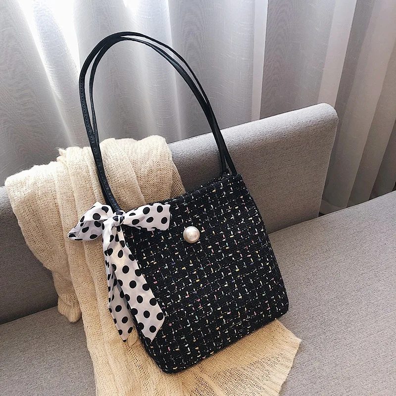 

Bag Women's Large 2019 New Style Korean-style Western Style Woolen Cloth Silk Scarves Tote Bag Versitile Fashion Portable Should