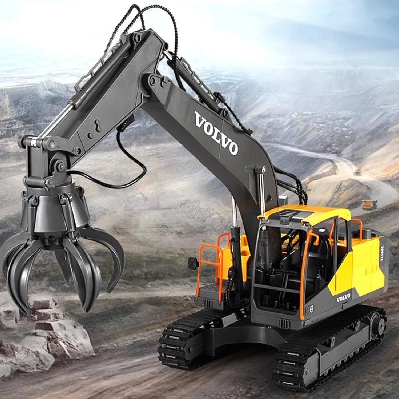 US $132.26 Simulation 3In1multiFunctional Rc Construction Excavator 660 Degree Rotation Alloy Bucket Gripper Bit Imitate Sound Rc Truck