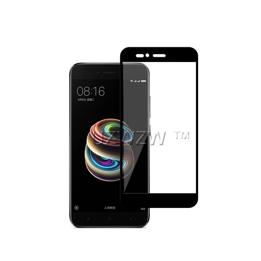 2 шт для Xiaomi mi a1 стекло полное покрытие закаленное стекло для Xiaomi mi A1 mi 5X Защита экрана 9H твердость защитное стекло - Цвет: Черный
