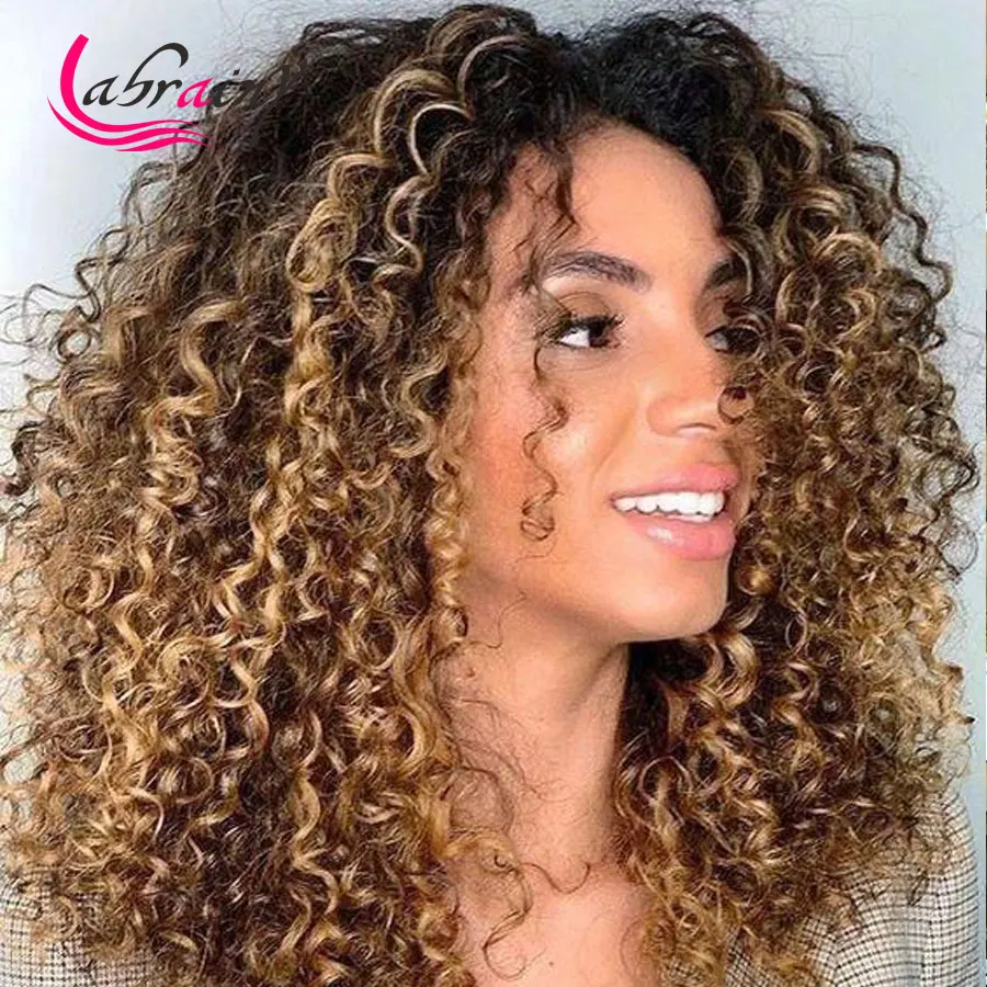 13x6 Kinky Curly Hd Lace Frontal Human Hair Wigs Highlight