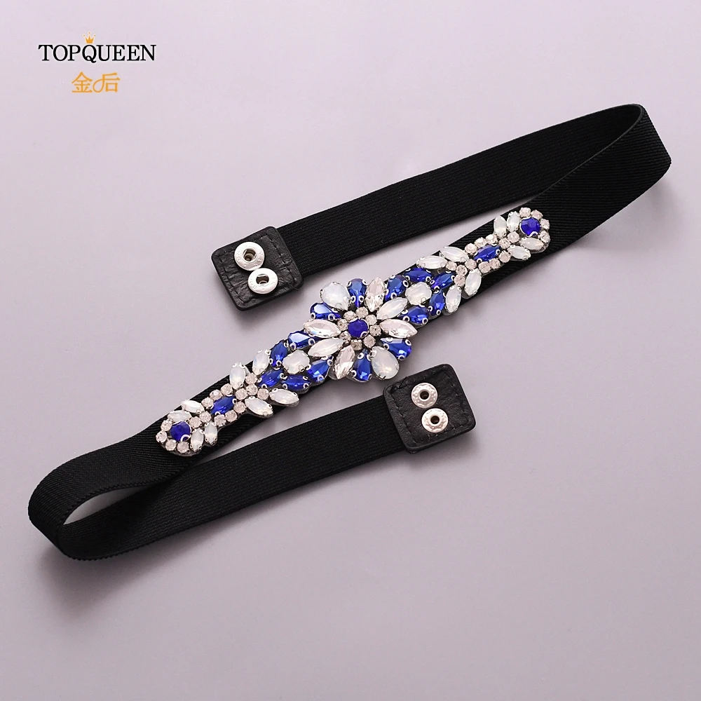 TOPQUEEN S424 прозрачные Кристальные пояса, тонкие блестящие пояса, синие Алмазные Пояса для платьев, молочные стразы, ремни для женщин - Цвет: as picture