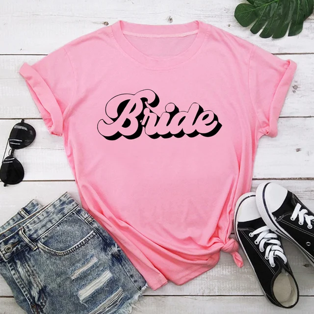 bachelorette team bride t shirt estonian wedding party ulzzang t-shirt cato women's tea bride short women tops drop ship Pink-8