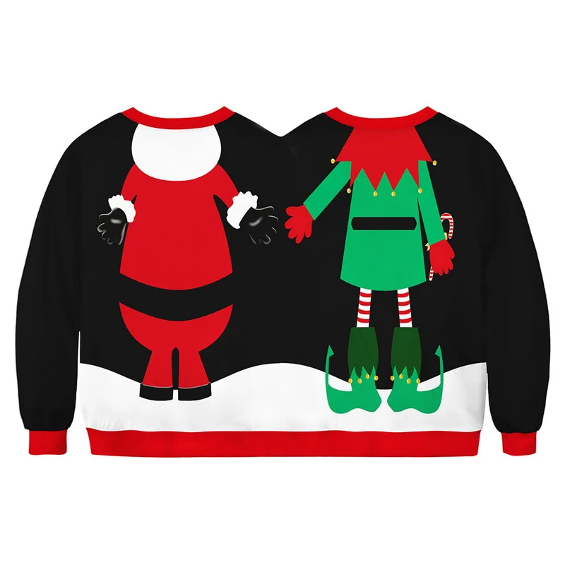 

2019 New Design Conjoined Christmas Sweatshirt Men/Women Streetwear Moletom Harajuku Conjoined Couple Tops Autumn Winter Clothes
