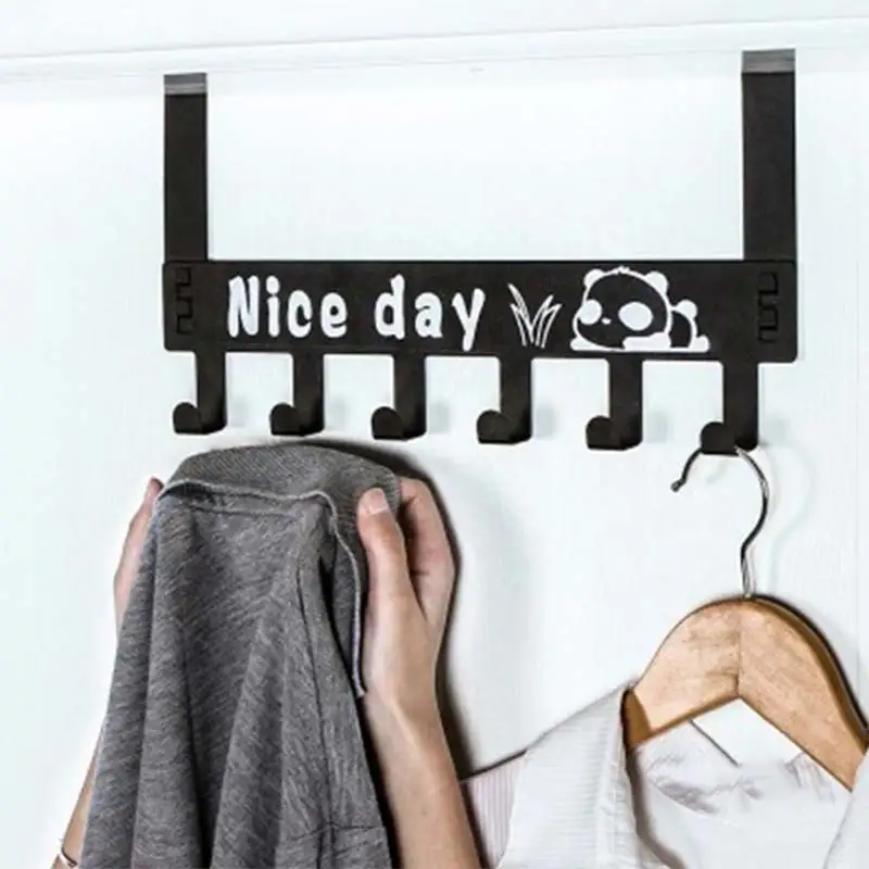 

6-Hook Bathroom Organizer Hanger Titanium Steel Home Kitchen Hooks Over Door Hanging Storage Rack Holder