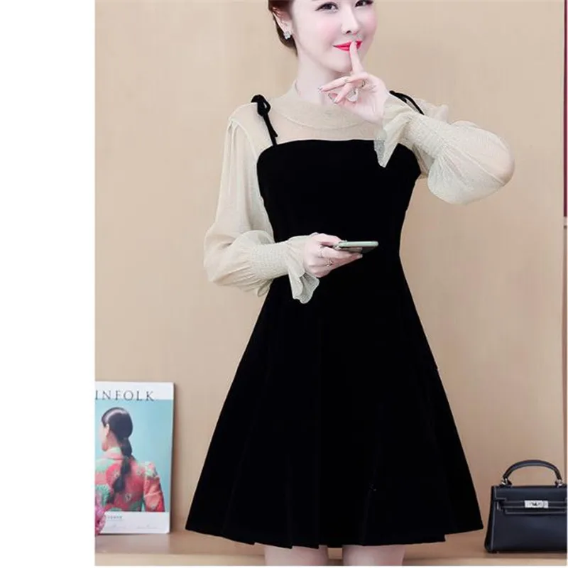 Vrouwen Dames Mesh Stiksels Patchwork Lange Mouwen Sexy Slanke Jurk Elegante Mode Sexy Lichtgewicht Comfortabele Jurk Vrouwen Dames Mesh Stiksels Patchwork Lange Mouwen Sexy Slanke Jurk Elegante Mode Sexy Lichtgewicht Comfortabele Jurk